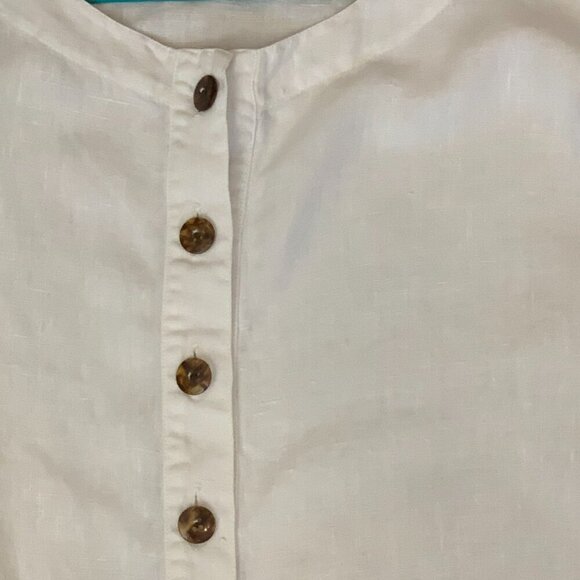 Kiko linen top Womens One Size - white button close blouse with scoop neck - Picture 2 of 4